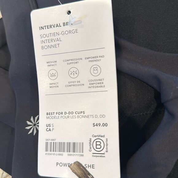 NWT Athleta Interval Bra. Black. D-DD. Small - Picture 6 of 7